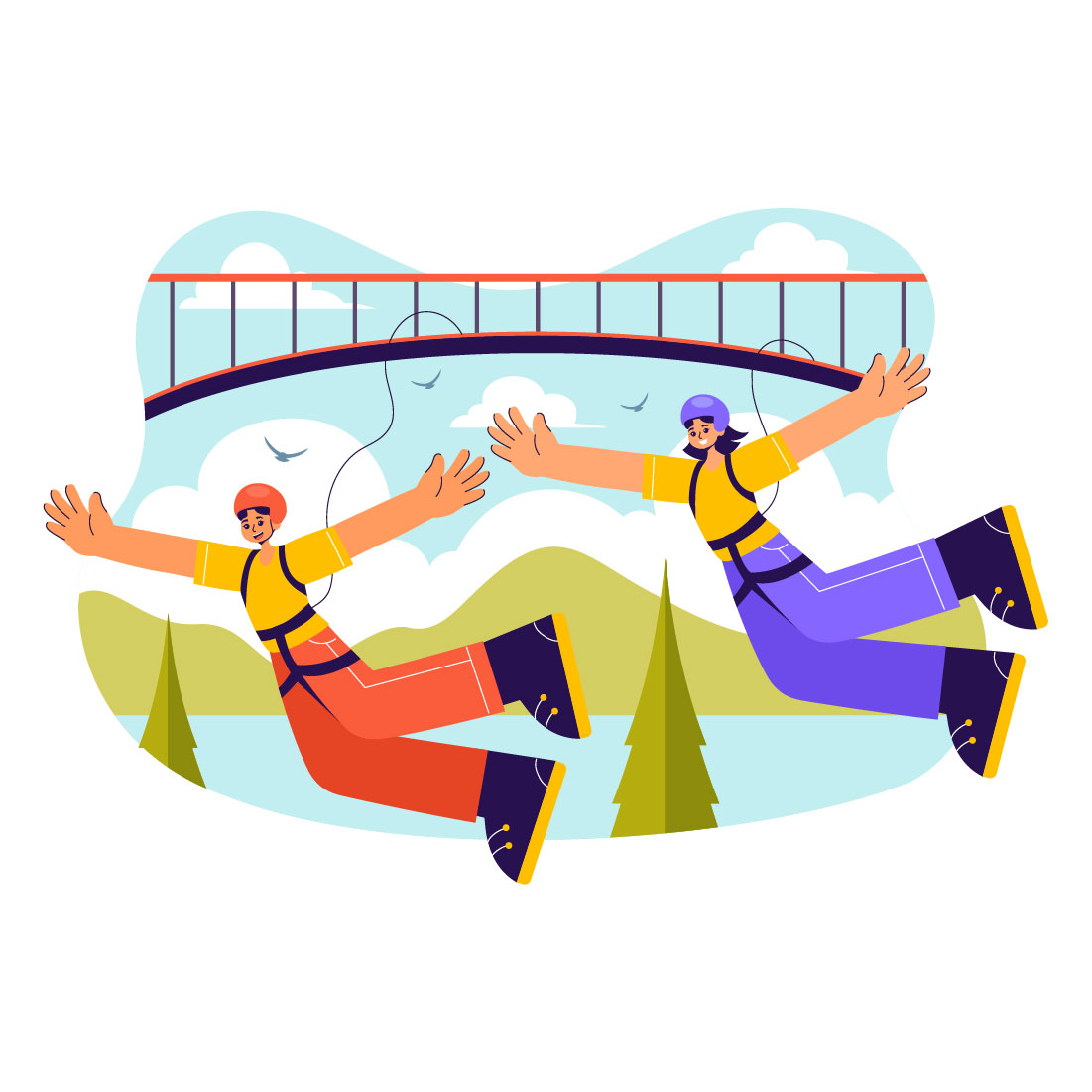 9 Bungee Jumping Sport Illustration preview image.