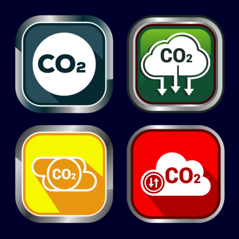 Carbon dioxide icon design illustration, Reduce co2 gas icon, Button Design Set cover image.