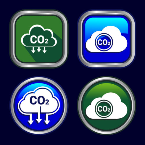 Carbon dioxide icon design illustration, Reduce co2 gas icon, Button Design Set cover image.