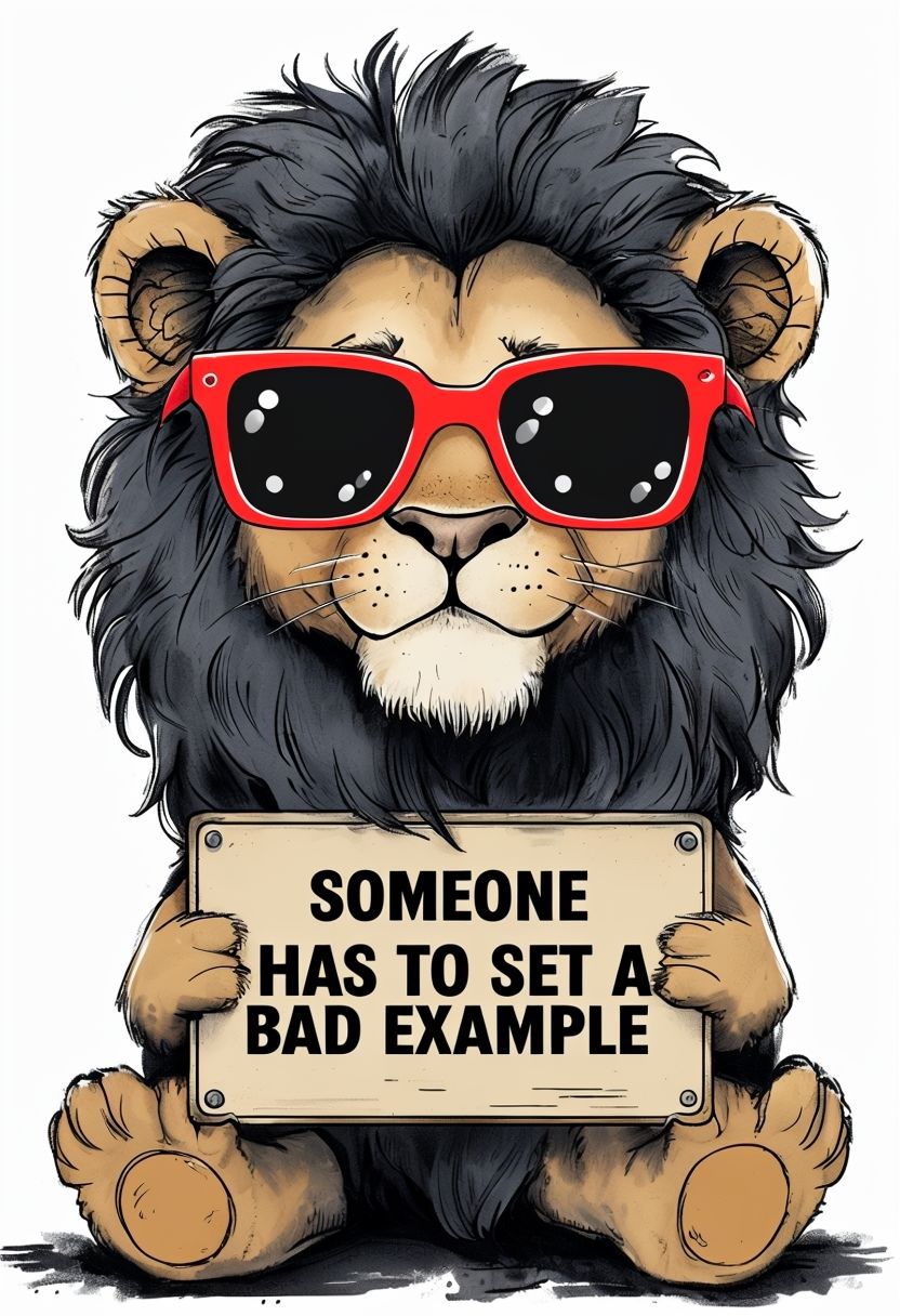 cartoon lion with red sunglasses holding playful sign.png 688