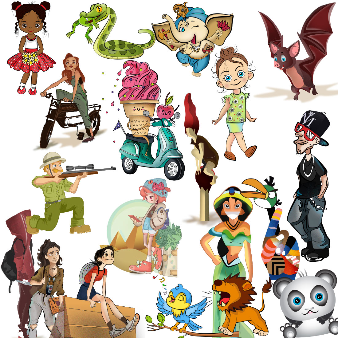 18 Cartoon Vector bundle made in Adobe illustrator preview image.