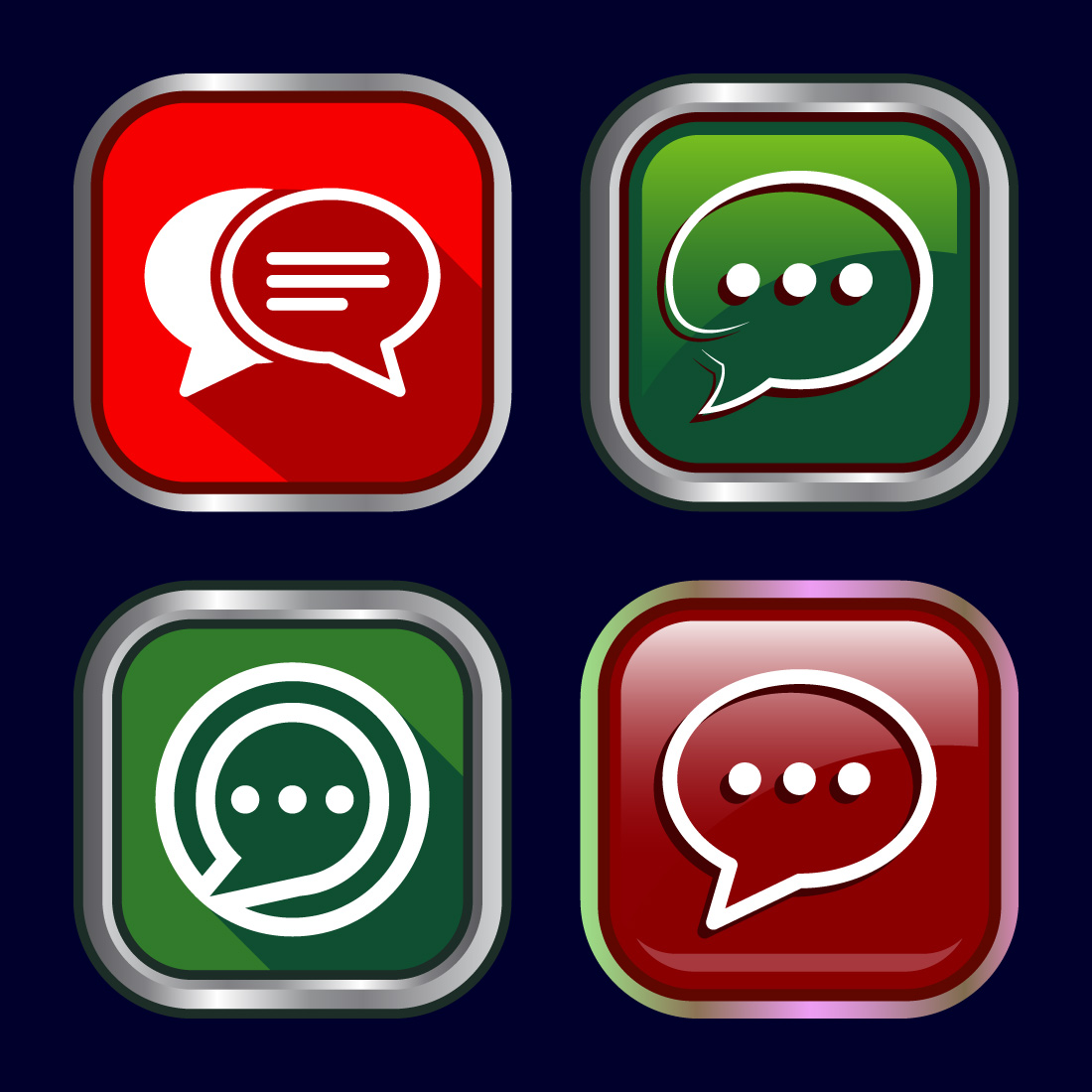 Chat icon design illustration, Message sign symbol for apps and websites, Button Design Set cover image.