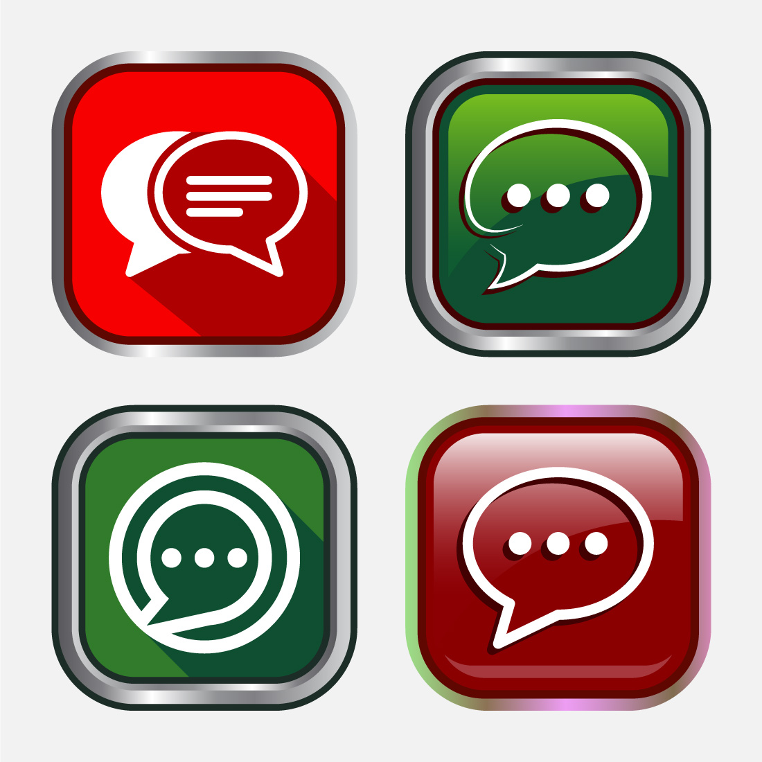 Chat icon design illustration, Message sign symbol for apps and websites, Button Design Set preview image.