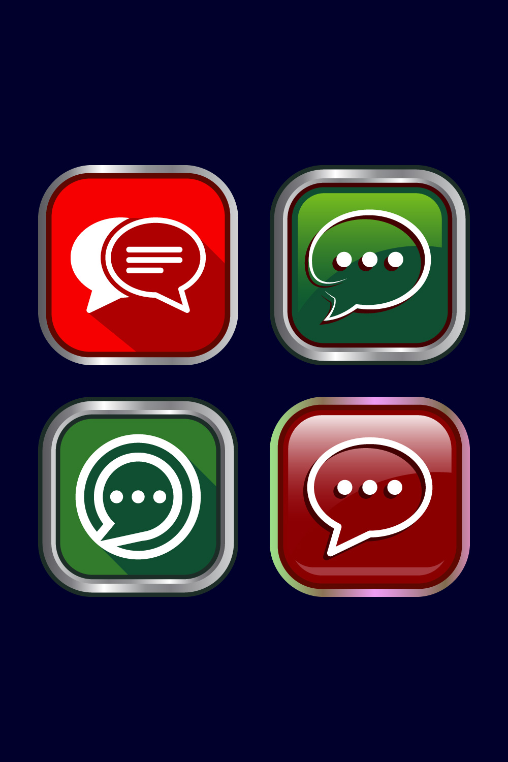 Chat icon design illustration, Message sign symbol for apps and websites, Button Design Set pinterest preview image.