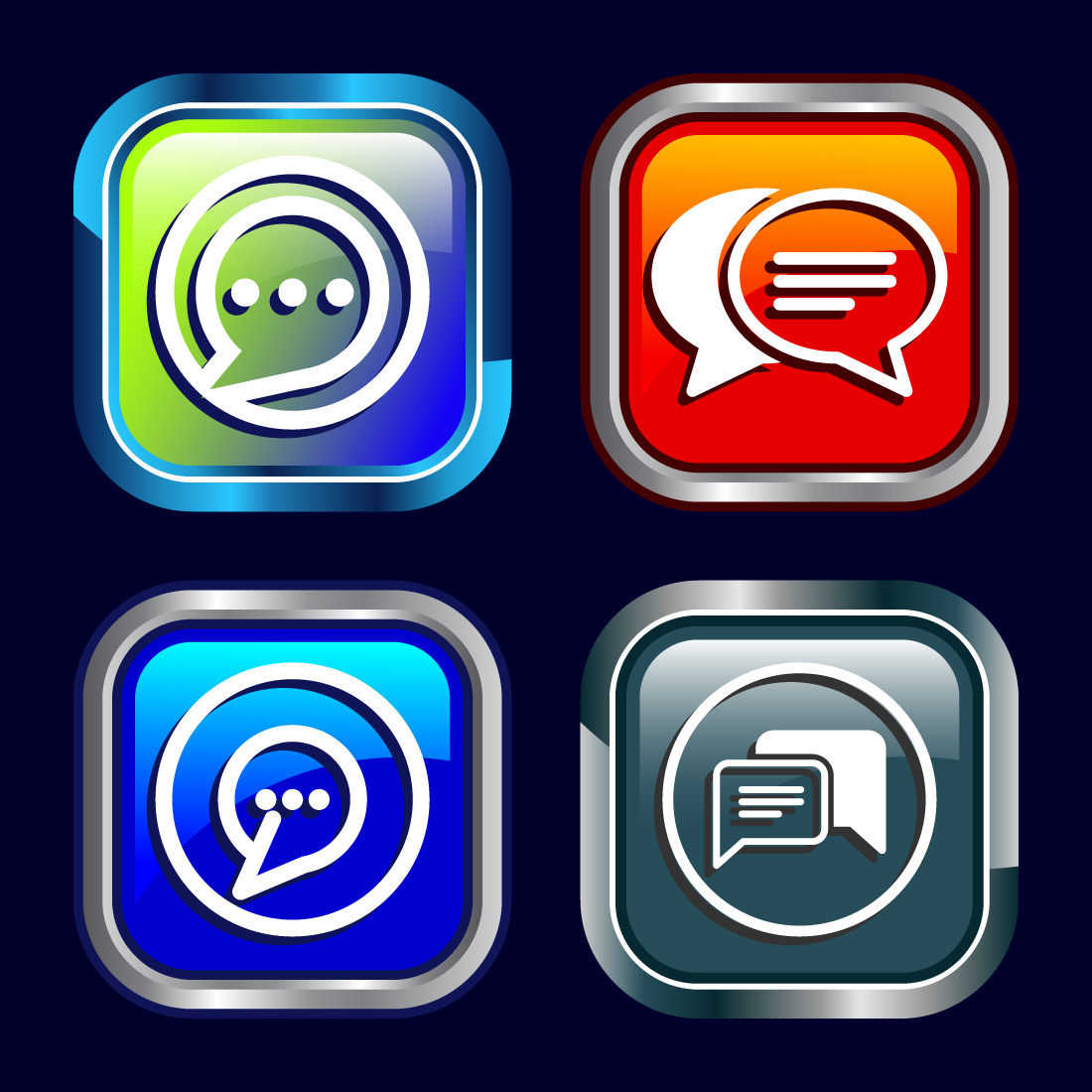 Chat icon design illustration, Message sign symbol for apps and websites, Button Design Set cover image.