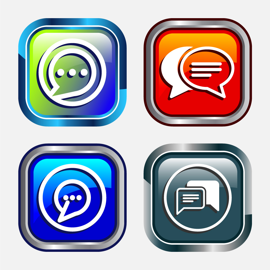 Chat icon design illustration, Message sign symbol for apps and websites, Button Design Set preview image.