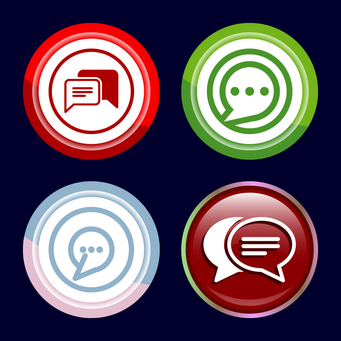 Chat icon design illustration, Message sign symbol for apps and websites, Button Design Set cover image.