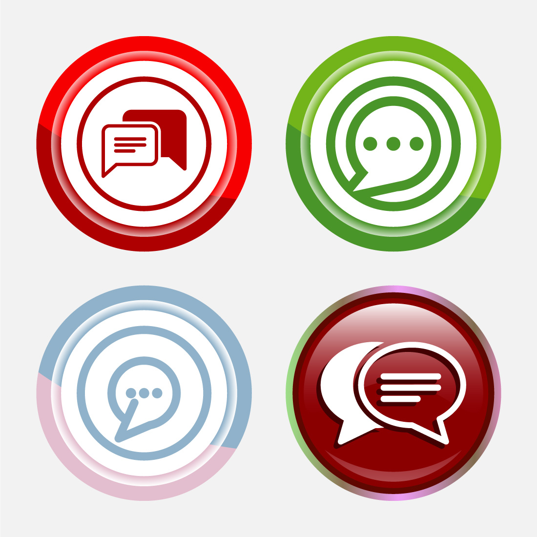 Chat icon design illustration, Message sign symbol for apps and websites, Button Design Set preview image.