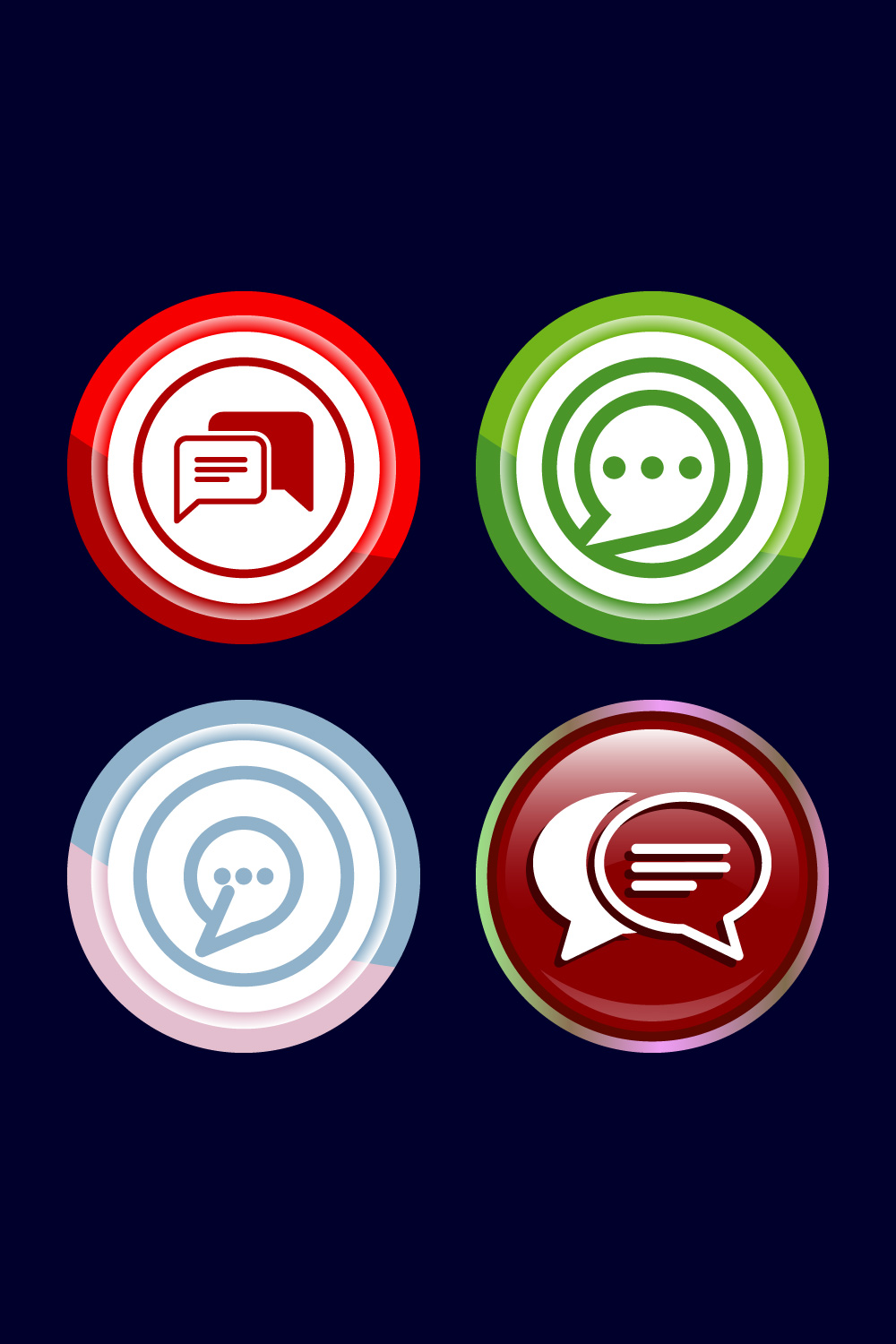 Chat icon design illustration, Message sign symbol for apps and websites, Button Design Set pinterest preview image.