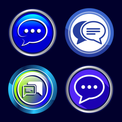 Chat icon design illustration, Message sign symbol for apps and websites, Button Design Set cover image.