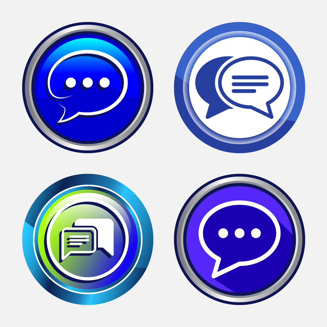 Chat icon design illustration, Message sign symbol for apps and websites, Button Design Set preview image.