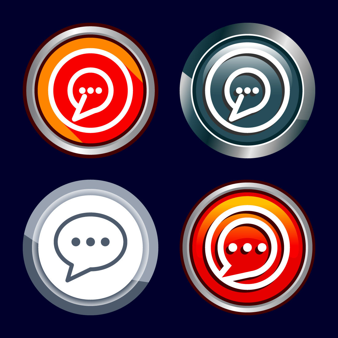 Chat icon design illustration, Message sign symbol for apps and websites, Button Design Set cover image.