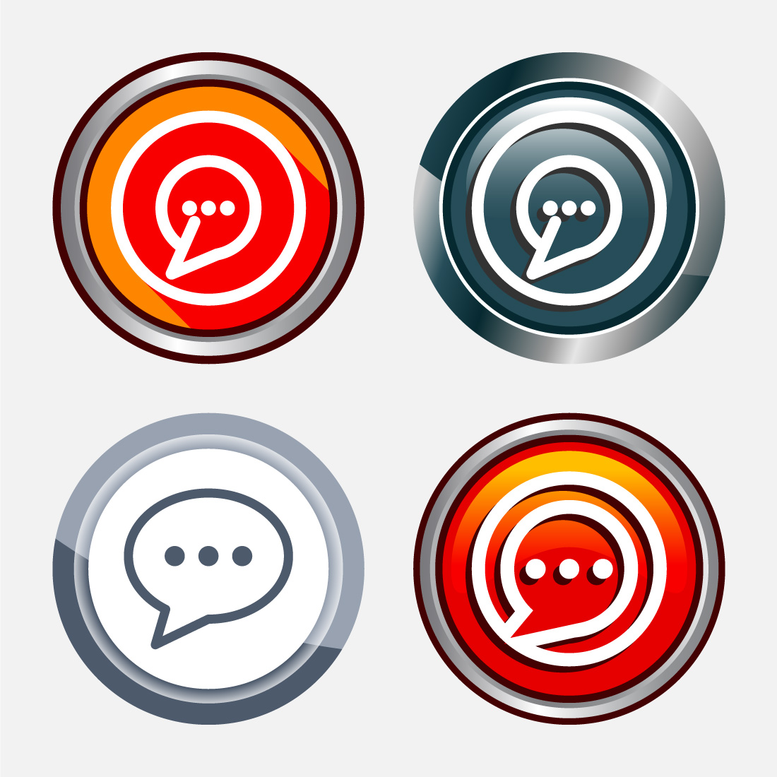 Chat icon design illustration, Message sign symbol for apps and websites, Button Design Set preview image.