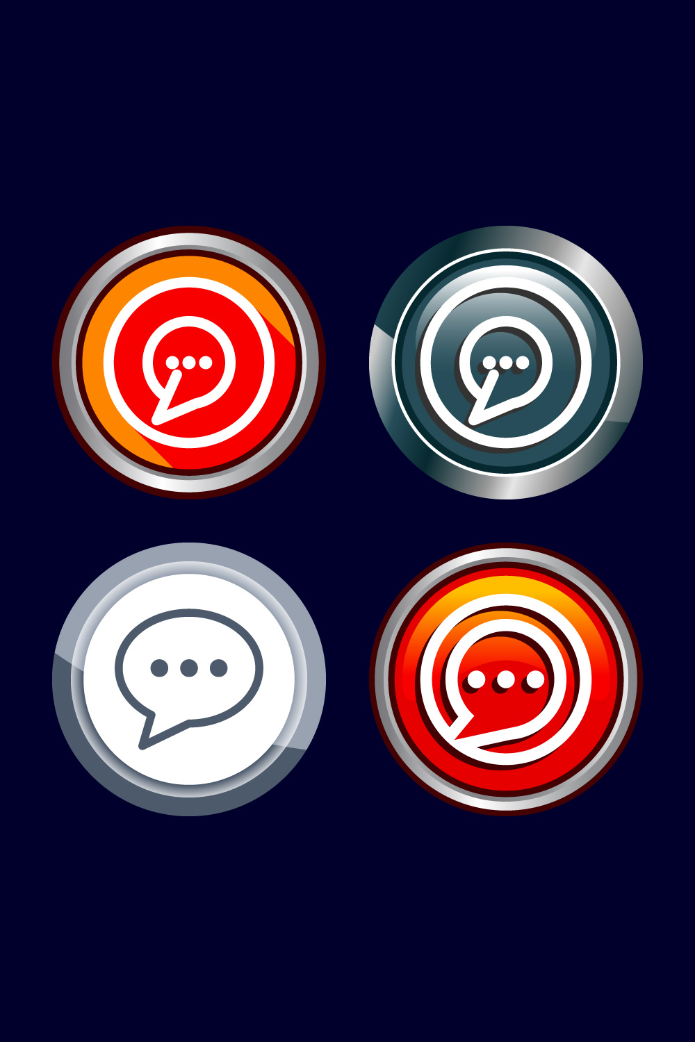 Chat icon design illustration, Message sign symbol for apps and websites, Button Design Set pinterest preview image.