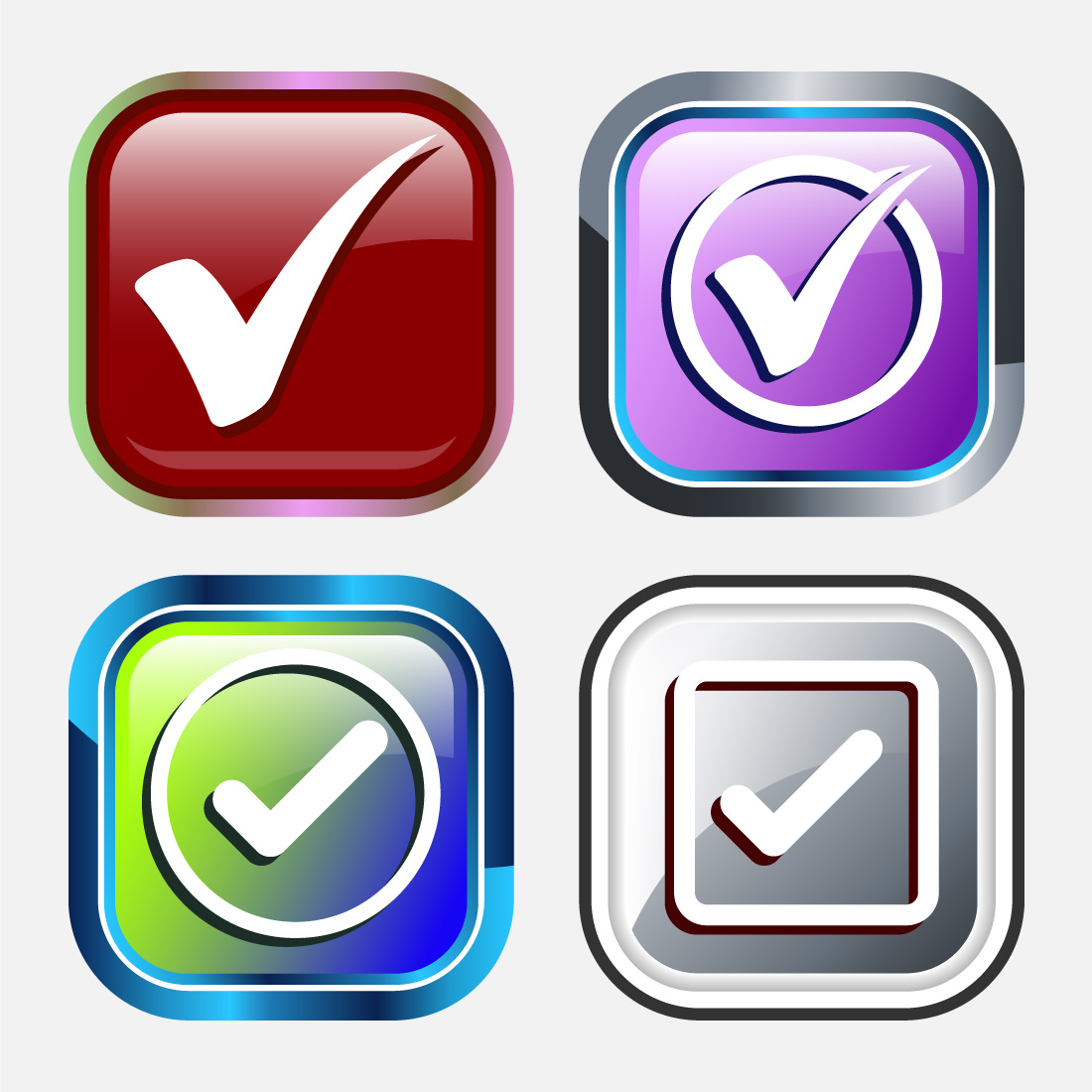 Check Mark Icon Button Set Design Illustration Tick Symbol preview image.