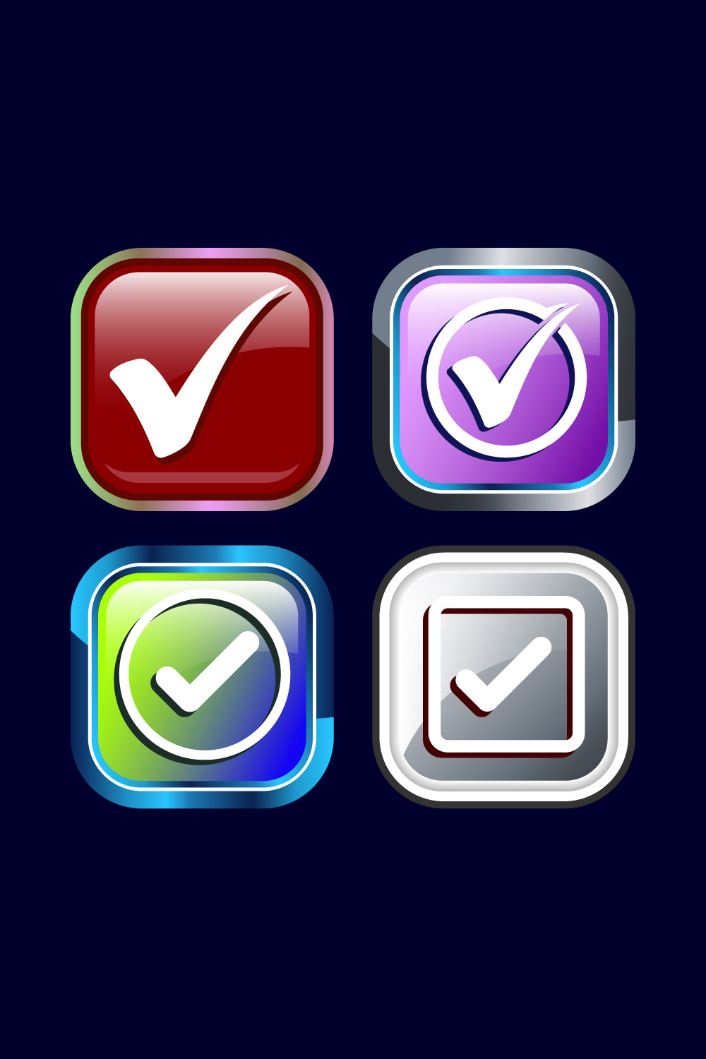 Check Mark Icon Button Set Design Illustration Tick Symbol pinterest preview image.