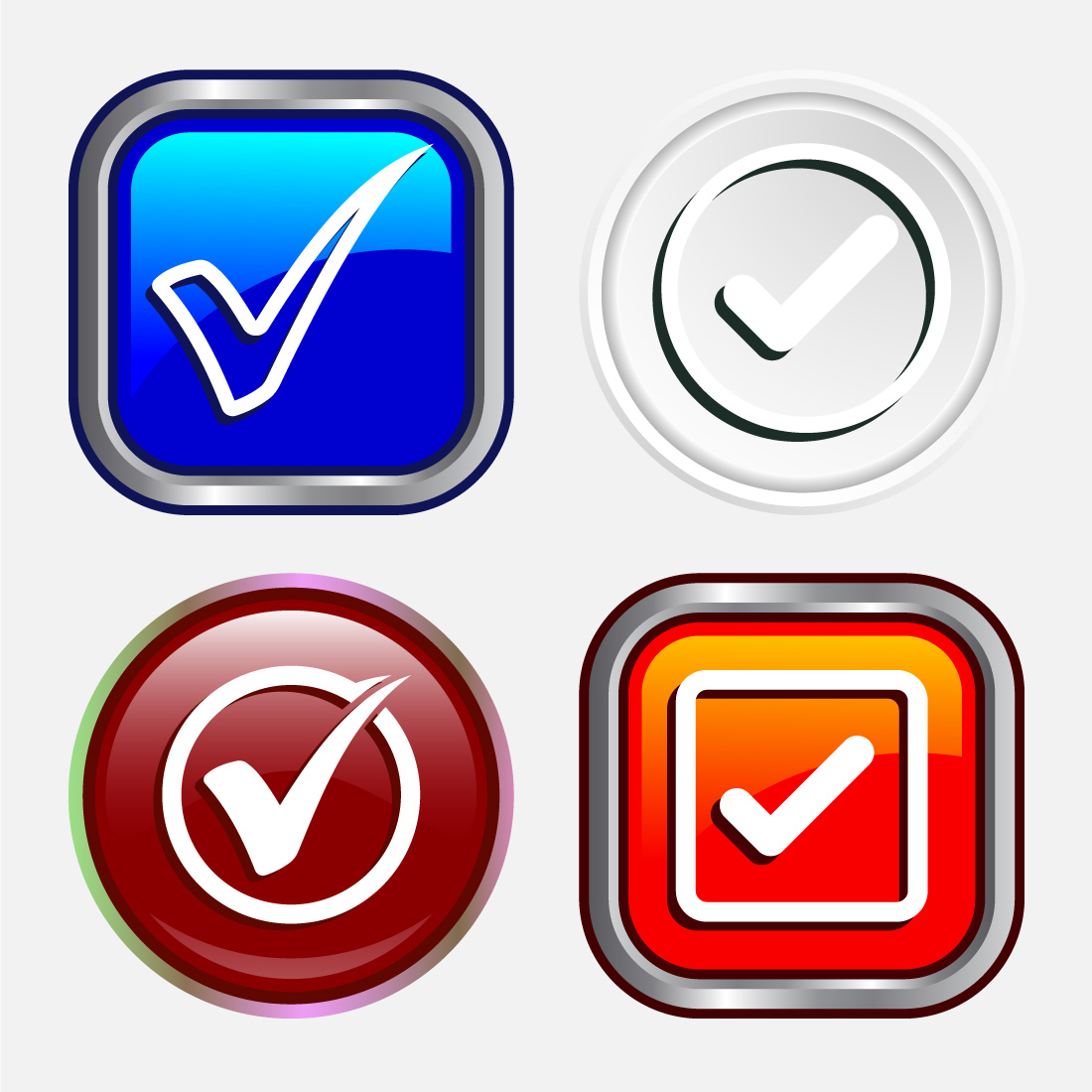 Check Mark Icon Button Set Design Illustration Tick Symbol preview image.