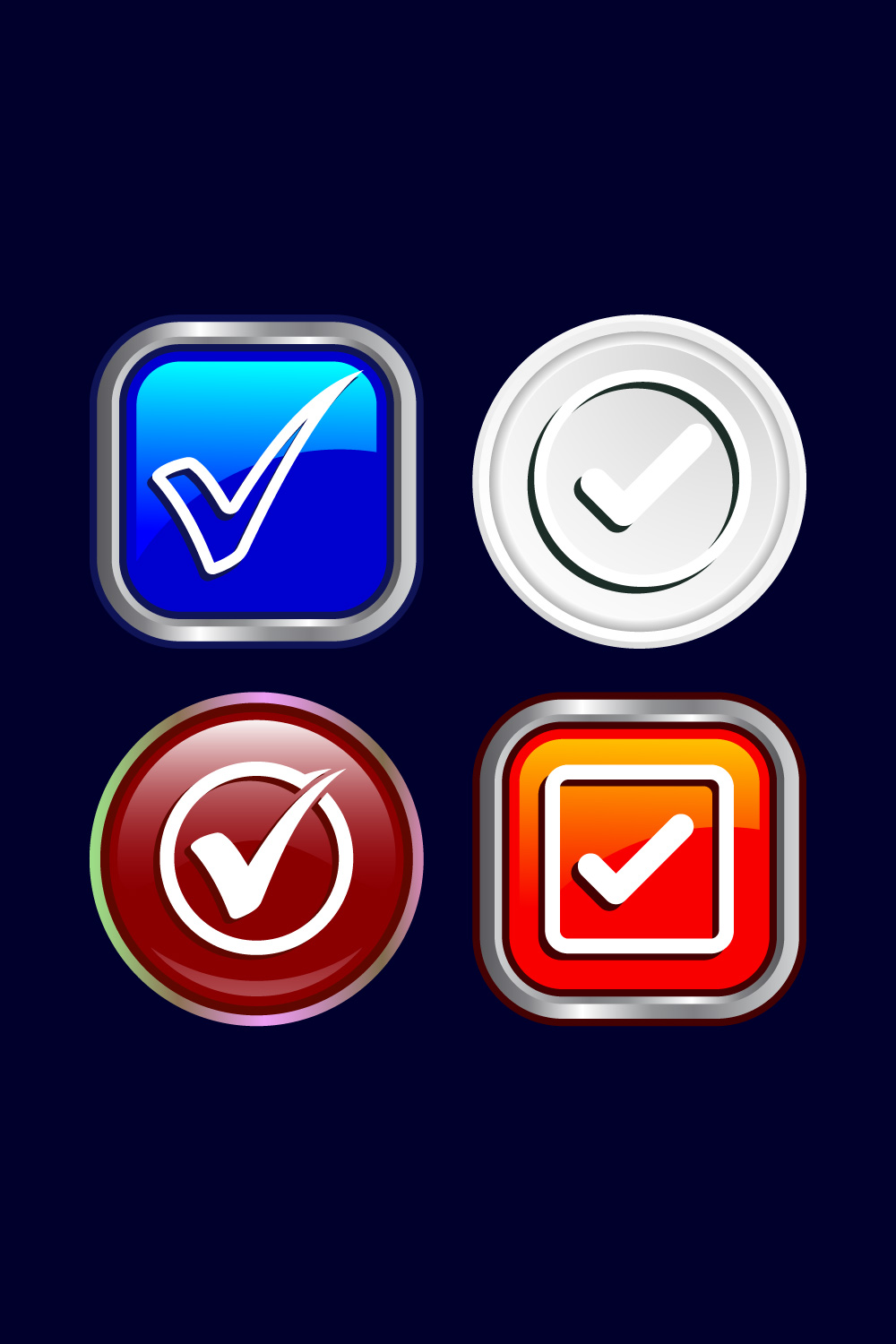 Check Mark Icon Button Set Design Illustration Tick Symbol pinterest preview image.