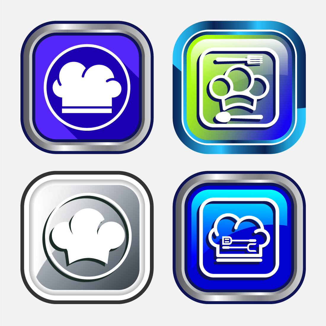 Chef Icon Button Design Illustration, Restaurant, Cooking Icon preview image.