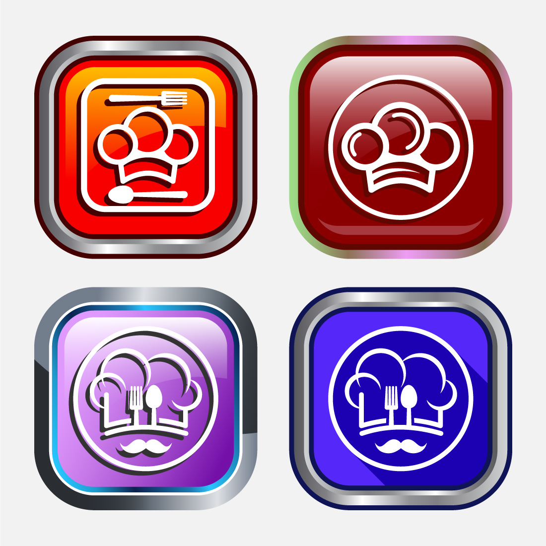 Chef Icon Button Design Illustration, Restaurant, Cooking Icon preview image.