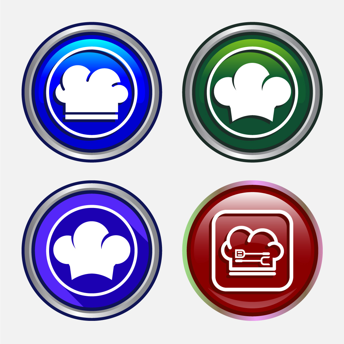 Chef Icon Button Design Illustration, Restaurant, Cooking Icon preview image.