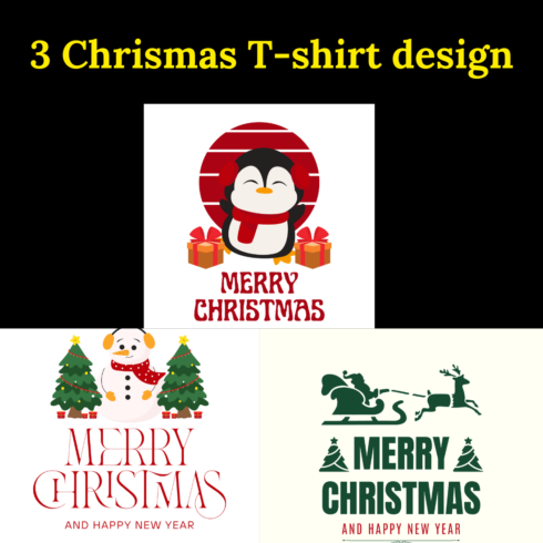 Festive Trio : 3 Christmas T-Shirt Designs for Holiday Cheer cover image.