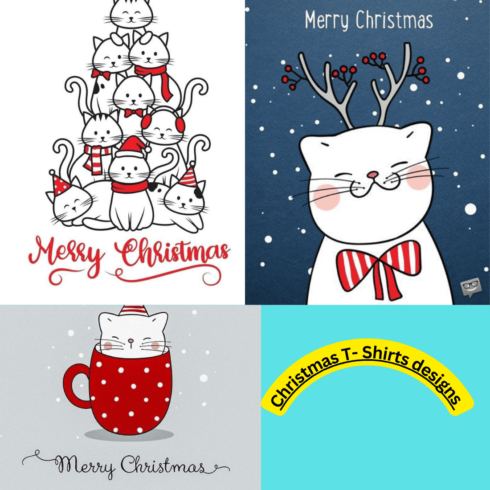 Cute Christmas T-shirt design cover image.