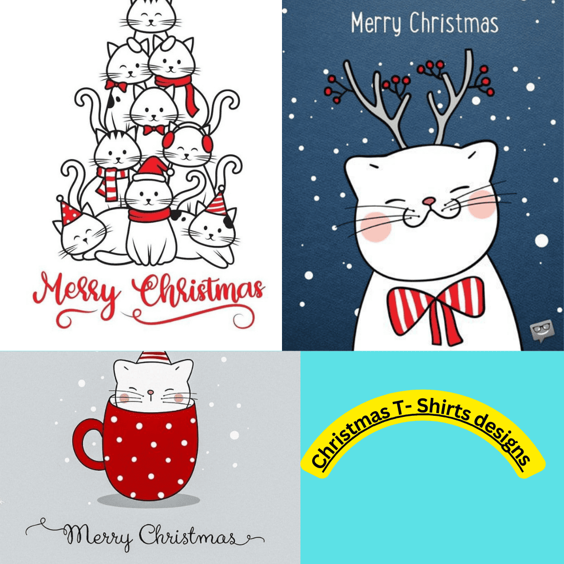 Cute Christmas T-shirt design preview image.