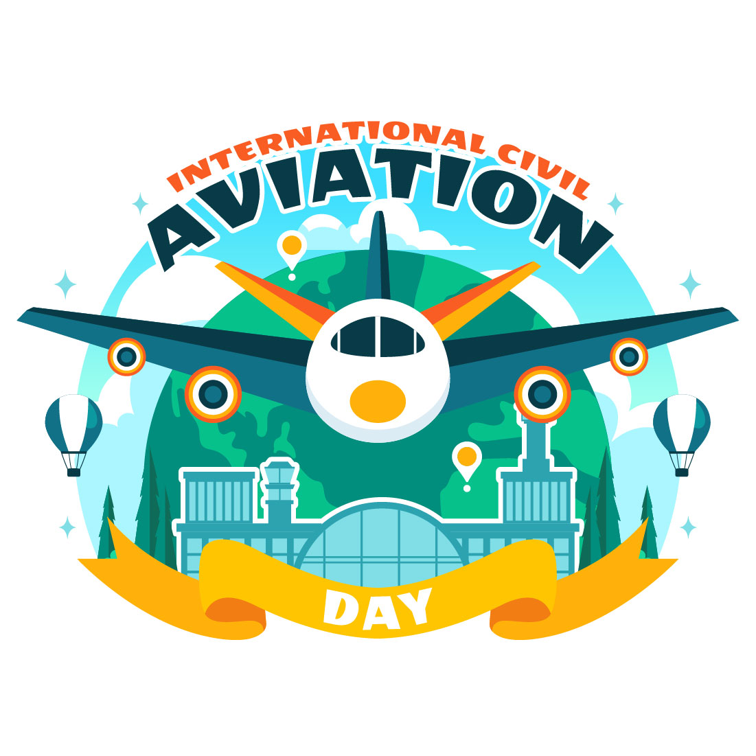 12 Civil Aviation Day Illustration preview image.