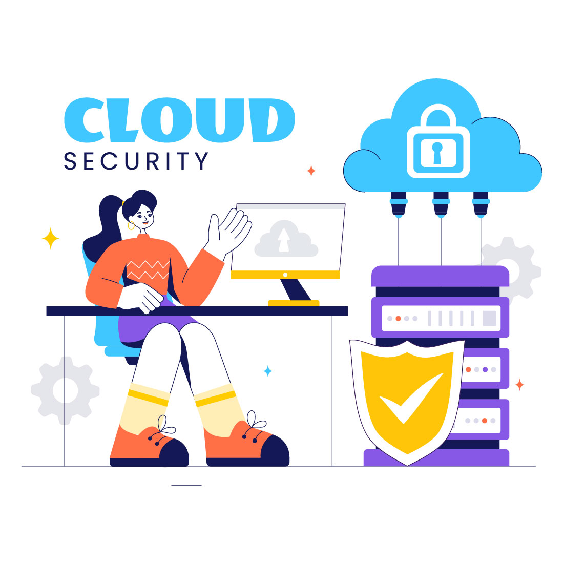 13 Digital Cloud Security Illustration preview image.