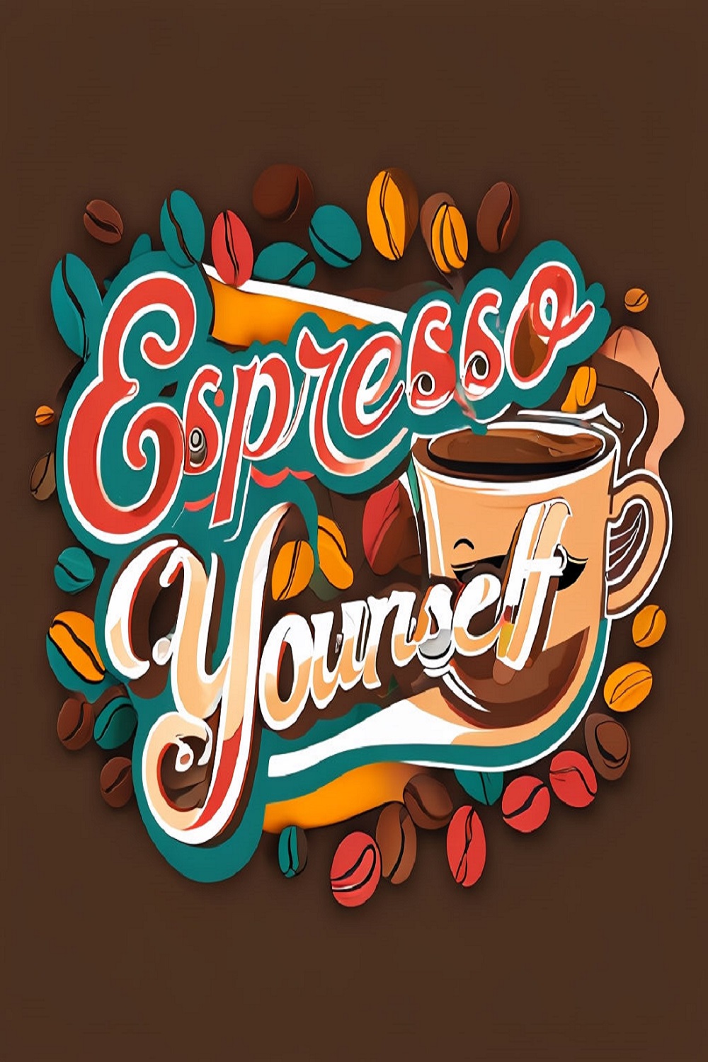 Express Your Love for Coffee with ‘Espresso Yourself’ Tees Coffee T-shirt Design Hot Design for Coffee lovers pinterest preview image.