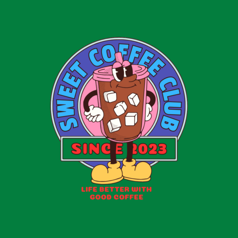 Colorful Illustration Retro Mascot Coffee Quote T-Shirt cover image.