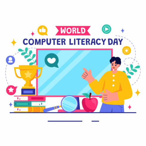 12 World Computer Literacy Day Illustration cover image.