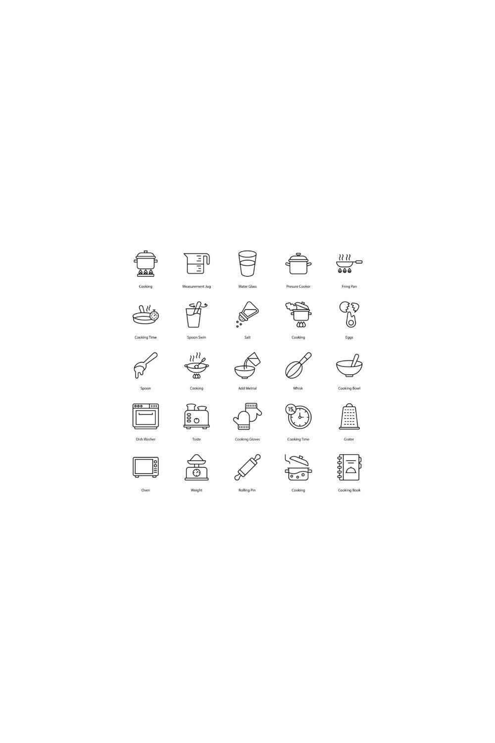 Cooking Icon set pinterest preview image.