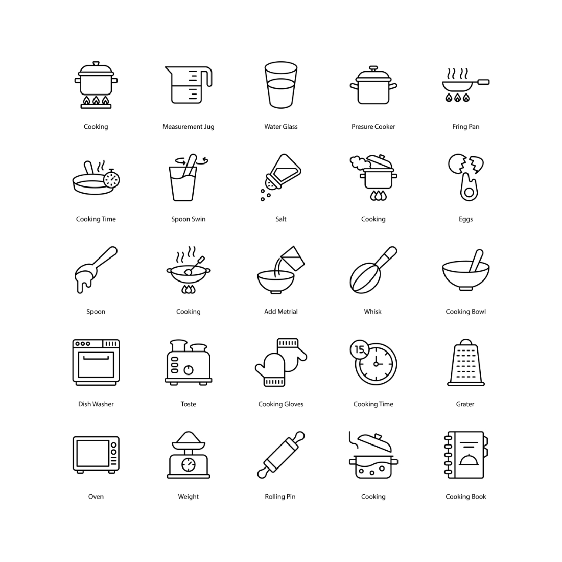 Cooking Icon set preview image.