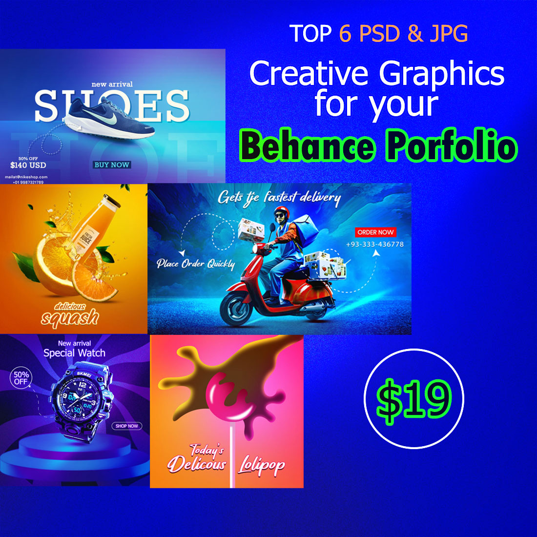 Creative Graphics High Res Psd and Jpg for behance portfolio - $19 cover image.