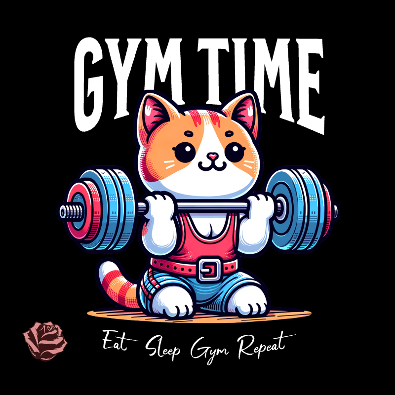 cute cat gym time graphic 286