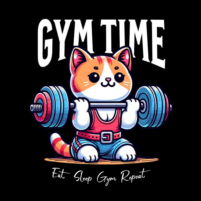 cute cat gym time graphic 905