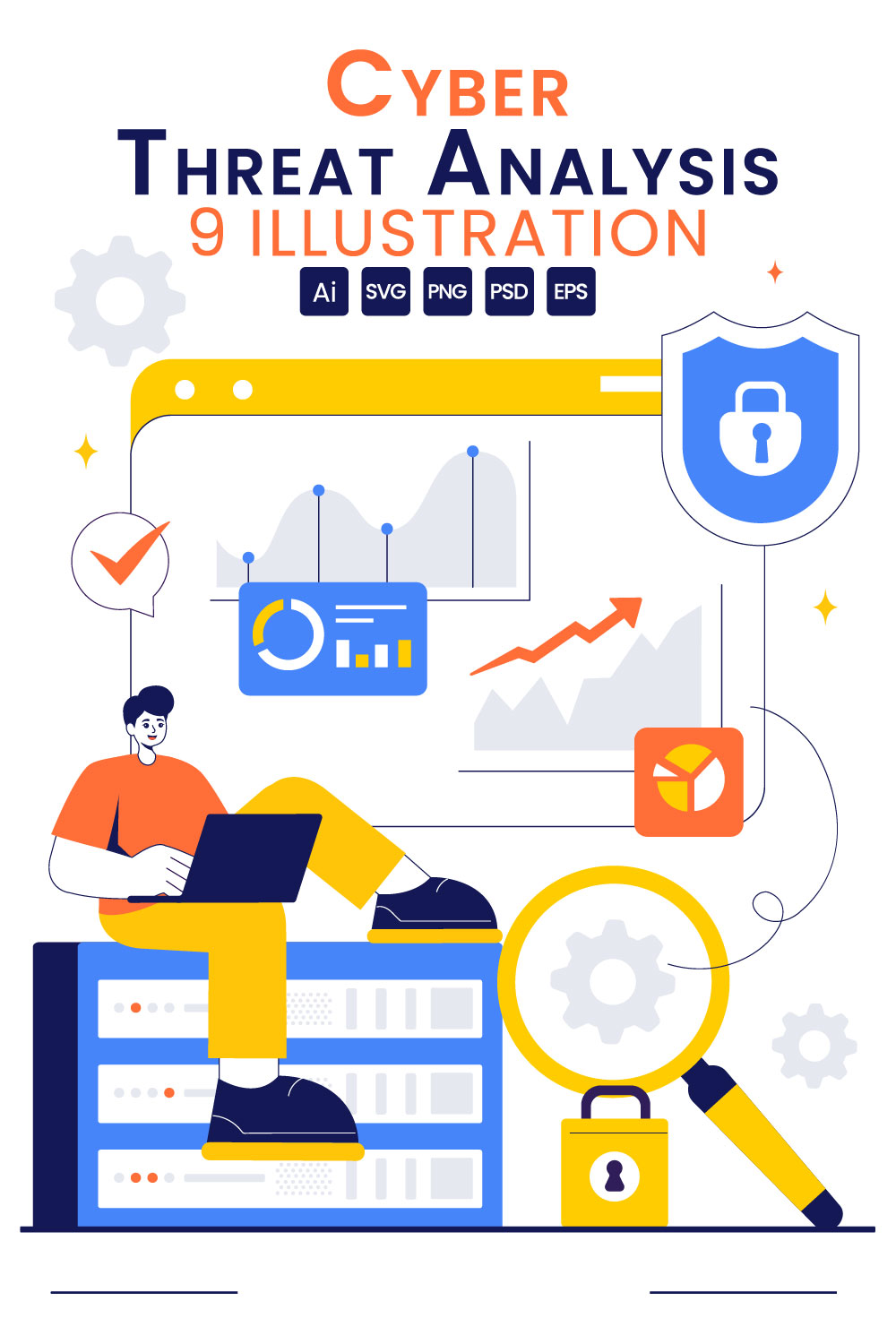 9 Cyber Threat Analysis Illustration pinterest preview image.