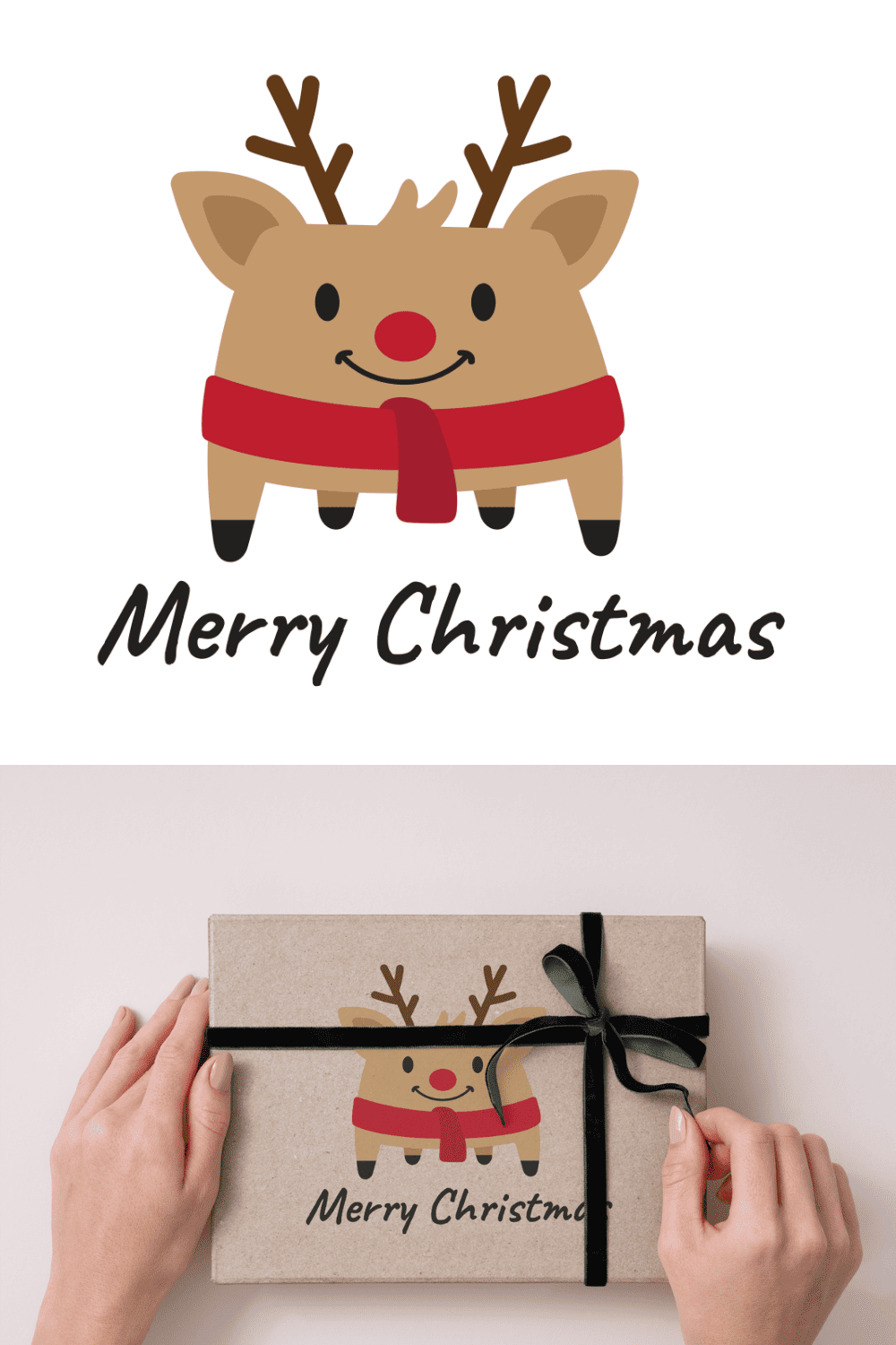 Merry Christmas Deer pinterest preview image.