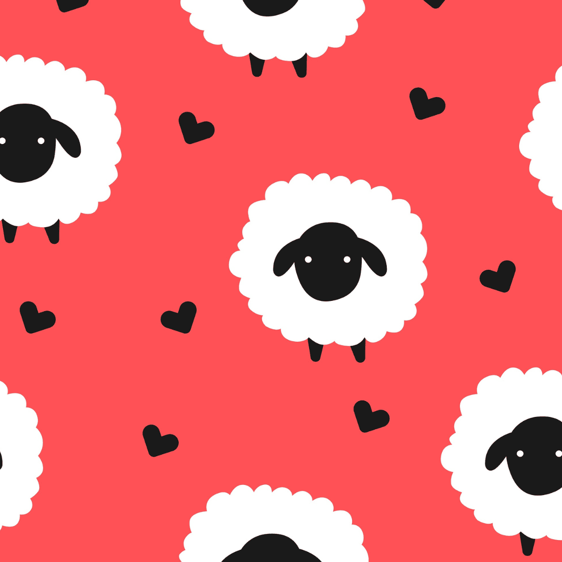 Cute Sheep and Love Seamless Pattern cover image.