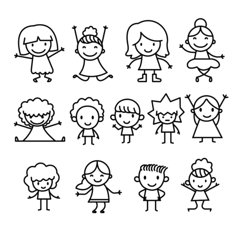 Line Art Kids Cartoon cover image.