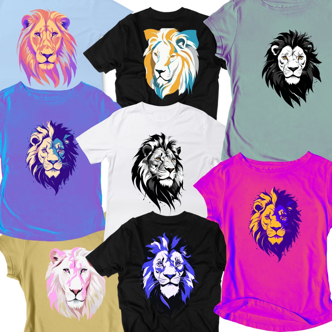 NEW Lion King 50 portrait T-shirt Designs PNG popart style big size preview image.