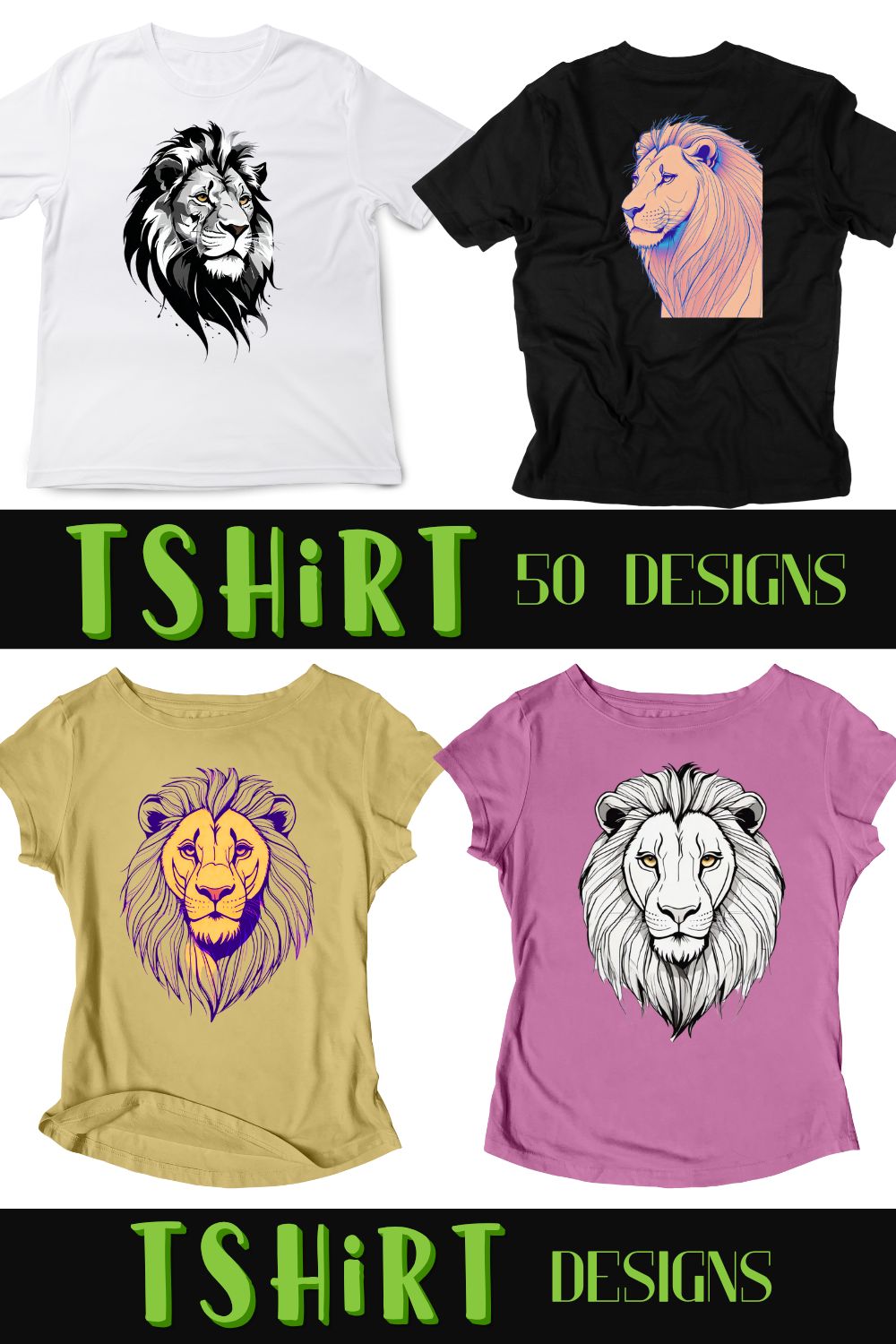 NEW Lion King 50 portrait T-shirt Designs PNG popart style big size pinterest preview image.