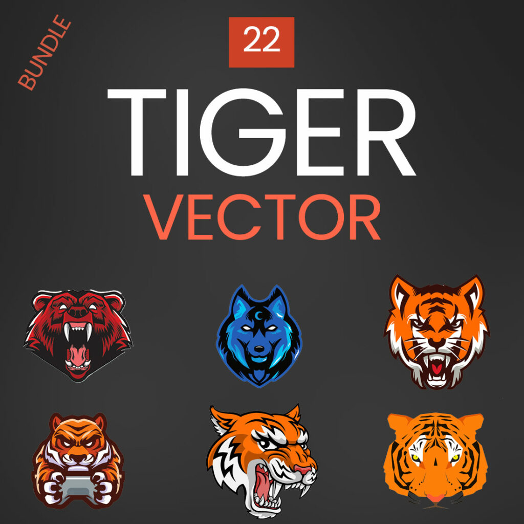 22 Premium Tiger Vector Graphics Bundle – Roaring Illustrations for ...