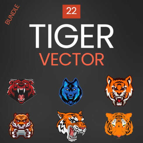 22 Premium Tiger Vector Graphics Bundle – Roaring Illustrations for Creative Projects cover image.