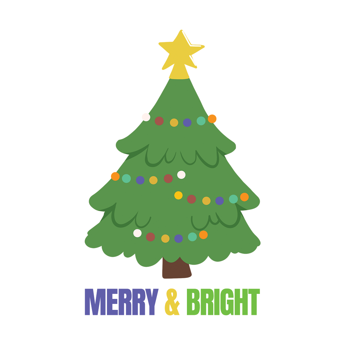 Merry & Bright, Happy Christmas T-shirt Design Pack of 4 preview image.