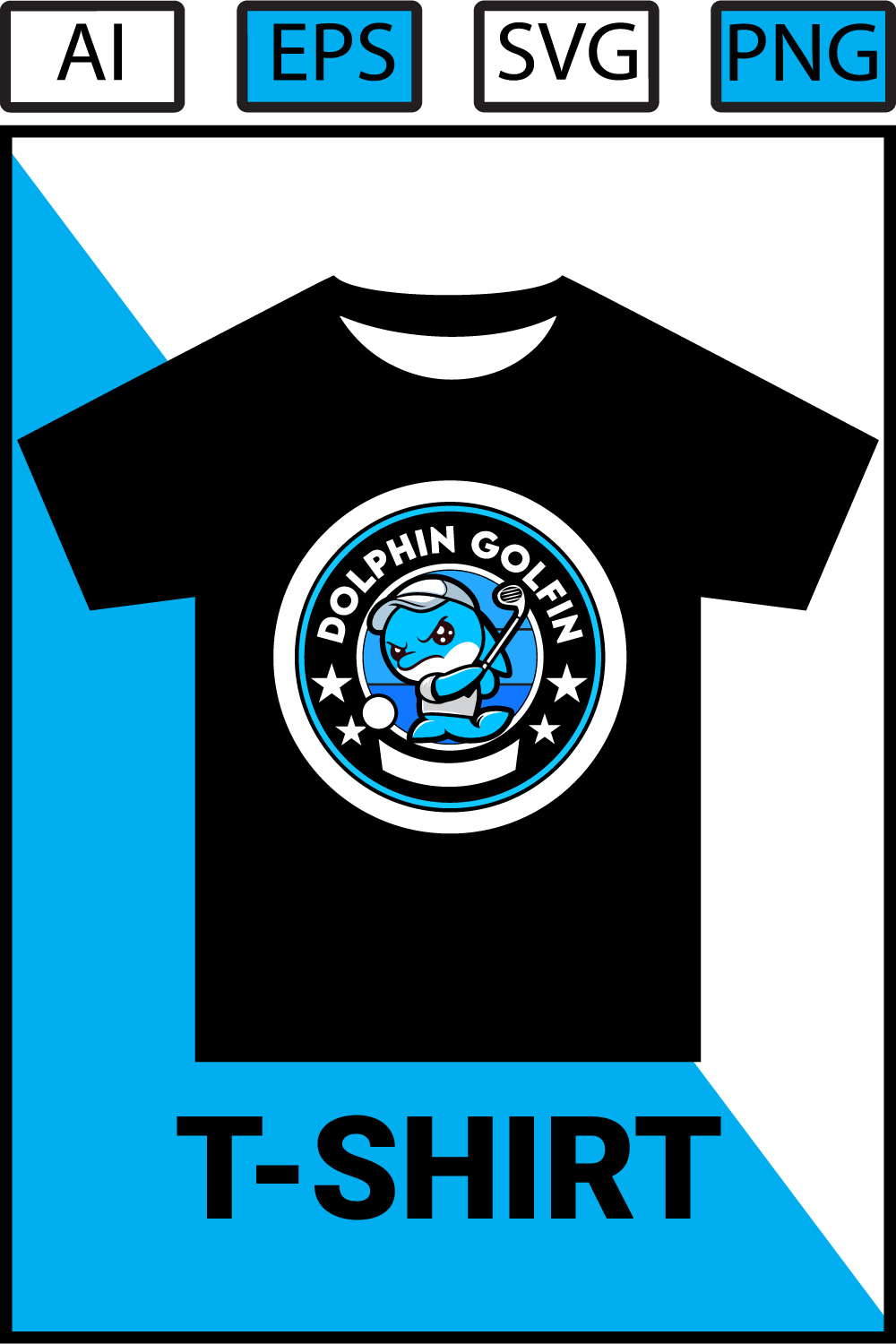 Dolphin Golfin Golfer Swinging T-shirt Design pinterest preview image.