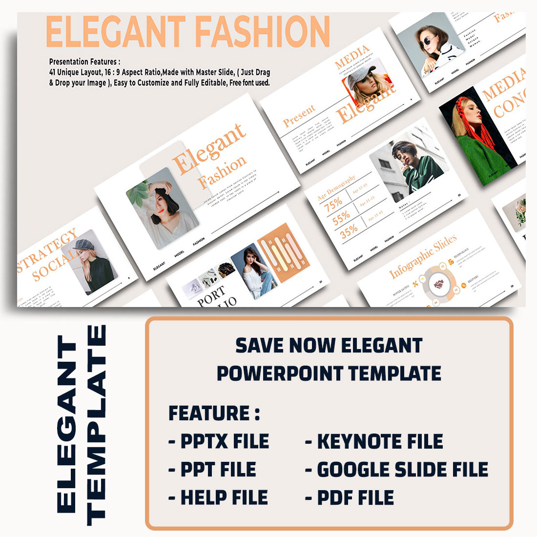 Elegant Fashion Persentation Template preview image.