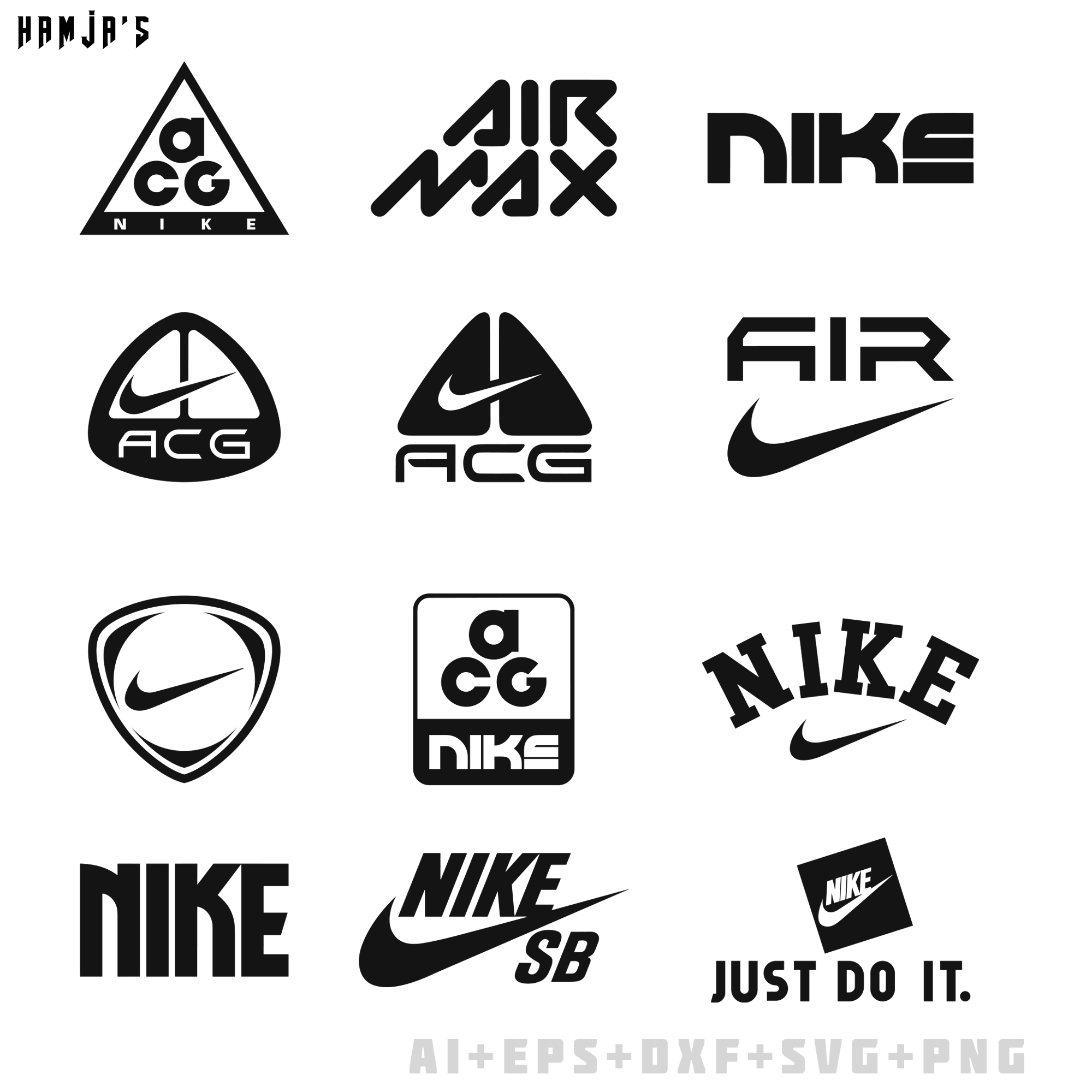 Nike Logo Bundle Layered SVG, Nike Air Cricut file, Cut files, Nike digital vector file, Swoosh Digital download, Png cover image.